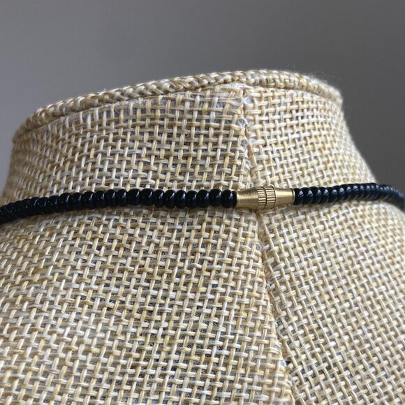 Long Dangle Necklace Black, White & Blue Beads - Picture 10 of 10